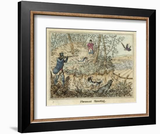 Pheasant, Two Men and Their Dogs Shoot from a Clearing-Henry Thomas Alken-Framed Art Print