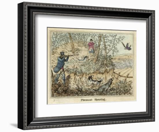 Pheasant, Two Men and Their Dogs Shoot from a Clearing-Henry Thomas Alken-Framed Art Print