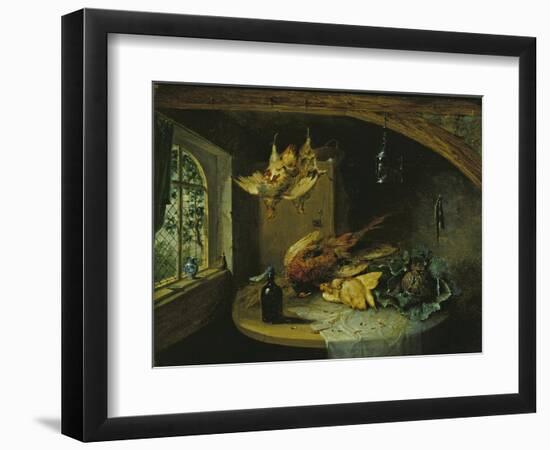 Pheasants, Cabbage and a Bottle of Wine on a Table-Benjamin Blake-Framed Giclee Print