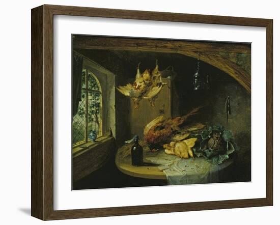 Pheasants, Cabbage and a Bottle of Wine on a Table-Benjamin Blake-Framed Giclee Print