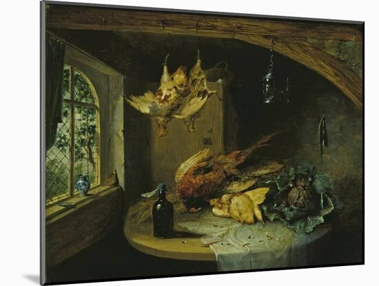 Pheasants, Cabbage and a Bottle of Wine on a Table-Benjamin Blake-Mounted Giclee Print