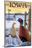 Pheasants - Iowa-Lantern Press-Mounted Art Print