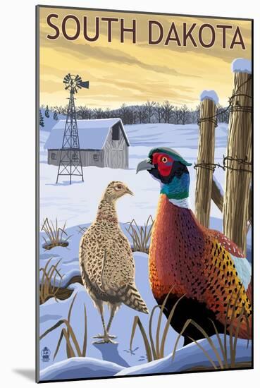 Pheasants - South Dakota-Lantern Press-Mounted Art Print