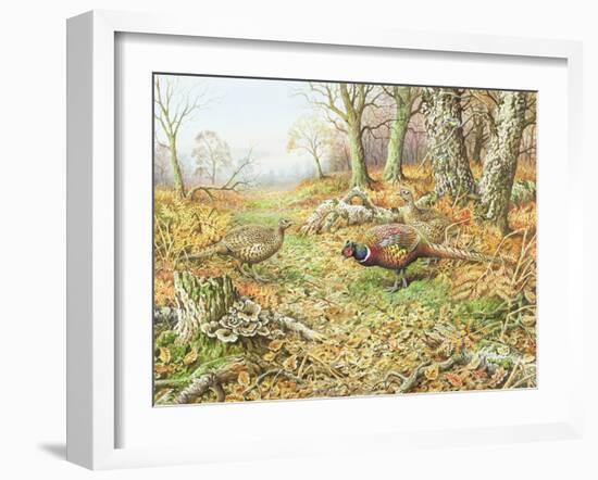 Pheasants with Blue Tits-Carl Donner-Framed Giclee Print