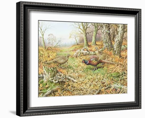 Pheasants with Blue Tits-Carl Donner-Framed Giclee Print