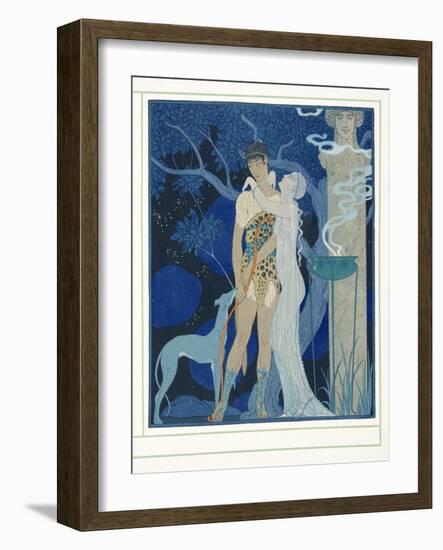 Phedre Et Hippolyte, from Personages De Comedie, Pub. 1922 (Pochoir Print)-Georges Barbier-Framed Giclee Print