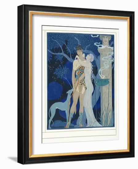 Phedre Et Hippolyte, from Personages De Comedie, Pub. 1922 (Pochoir Print)-Georges Barbier-Framed Giclee Print