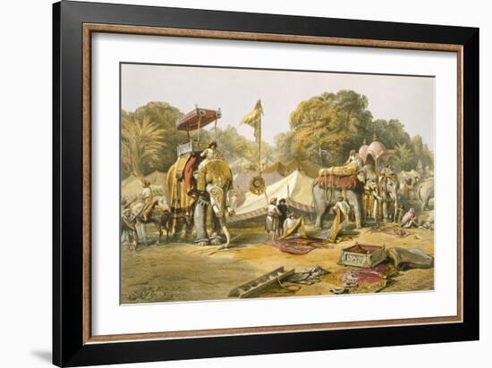 Pheel Khana, or Elephants Quarters, Holcars Camp, from 'India Ancient and Modern', 1867-William 'Crimea' Simpson-Framed Giclee Print