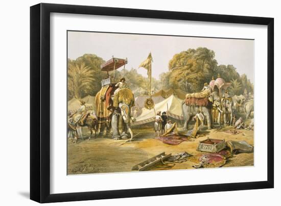 Pheel Khana, or Elephants Quarters, Holcars Camp, from 'India Ancient and Modern', 1867-William 'Crimea' Simpson-Framed Giclee Print