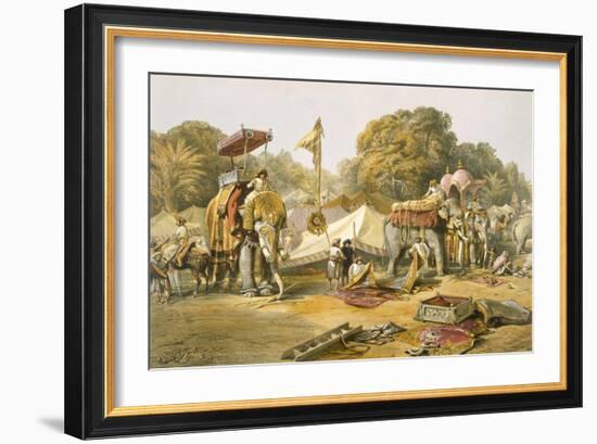 Pheel Khana, or Elephants Quarters, Holcars Camp, from 'India Ancient and Modern', 1867-William 'Crimea' Simpson-Framed Giclee Print