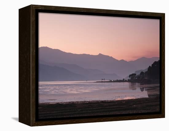 Phewa Lake at Sunset, Near Pokhara, Gandak, Nepal, Asia-Mark Chivers-Framed Premier Image Canvas