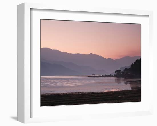 Phewa Lake at Sunset, Near Pokhara, Gandak, Nepal, Asia-Mark Chivers-Framed Photographic Print