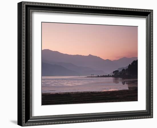 Phewa Lake at Sunset, Near Pokhara, Gandak, Nepal, Asia-Mark Chivers-Framed Photographic Print