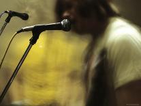 Performer on Stage at Microphone-Phil Sharp-Framed Photographic Print