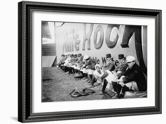 Philadelphia Americans Relax by Sitting Along the Center Field Fence at the Park-null-Framed Art Print