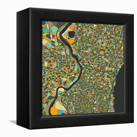 Philadelphia Map-Jazzberry Blue-Framed Stretched Canvas