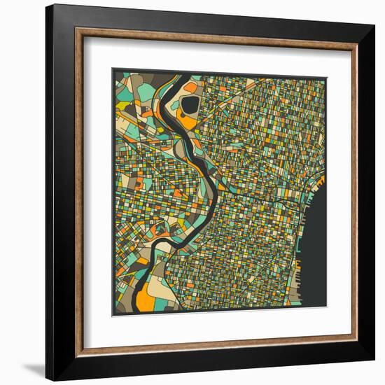 Philadelphia Map-Jazzberry Blue-Framed Art Print