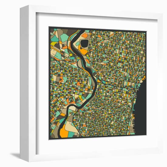 Philadelphia Map-Jazzberry Blue-Framed Art Print