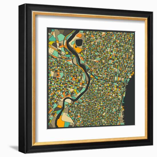 Philadelphia Map-Jazzberry Blue-Framed Art Print