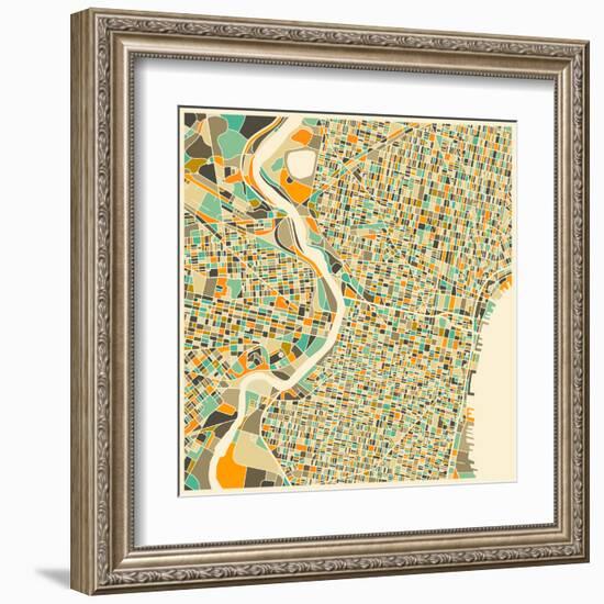 Philadelphia Map-Jazzberry Blue-Framed Art Print