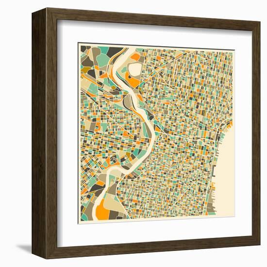 Philadelphia Map-Jazzberry Blue-Framed Art Print