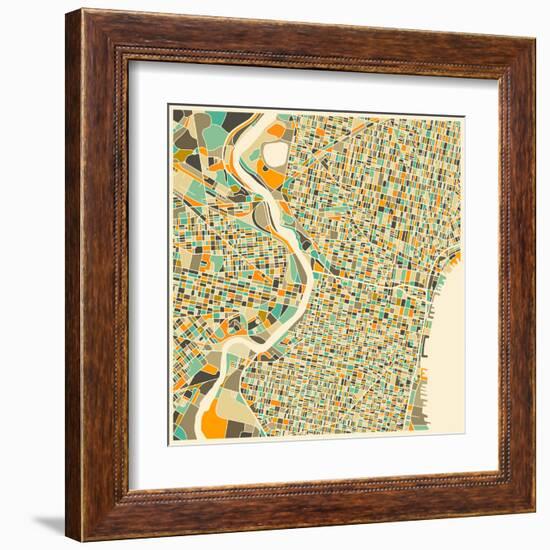 Philadelphia Map-Jazzberry Blue-Framed Art Print