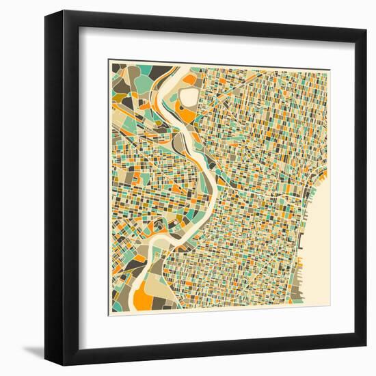 Philadelphia Map-Jazzberry Blue-Framed Art Print