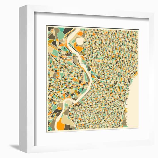 Philadelphia Map-Jazzberry Blue-Framed Art Print