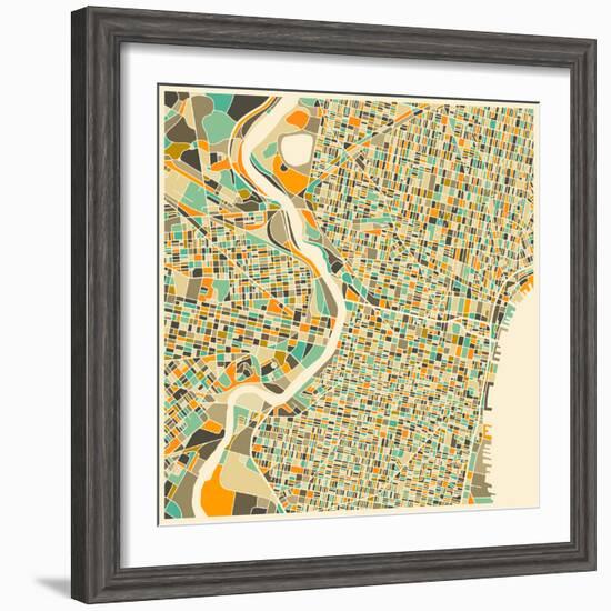 Philadelphia Map-Jazzberry Blue-Framed Art Print