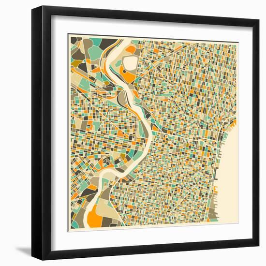 Philadelphia Map-Jazzberry Blue-Framed Art Print