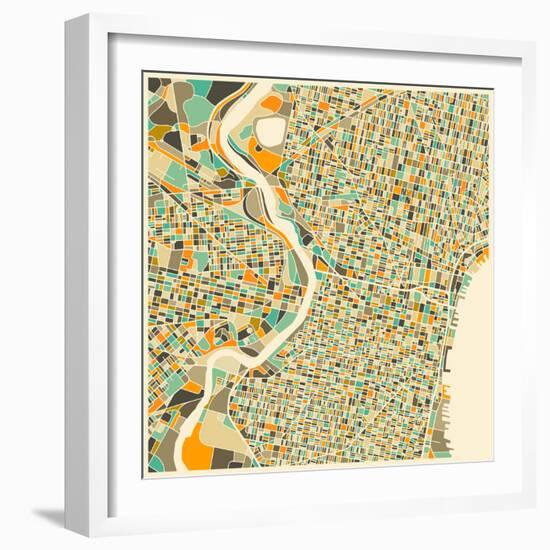 Philadelphia Map-Jazzberry Blue-Framed Art Print