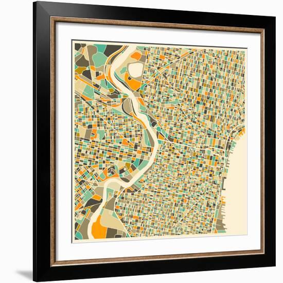 Philadelphia Map-Jazzberry Blue-Framed Giclee Print