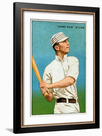 Philadelphia, PA, Philadelphia Athletics, Home Run Baker, Baseball Card-Lantern Press-Framed Art Print