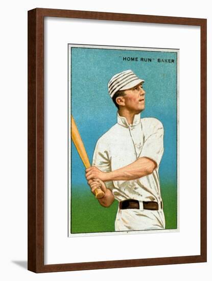Philadelphia, PA, Philadelphia Athletics, Home Run Baker, Baseball Card-Lantern Press-Framed Art Print