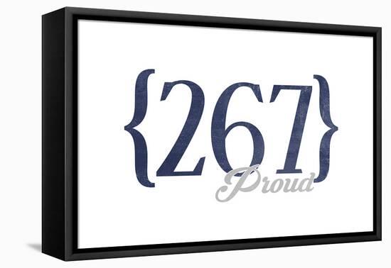 Philadelphia, Pennsylvania - 267 Area Code (Blue)-Lantern Press-Framed Stretched Canvas