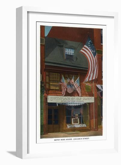 Philadelphia, Pennsylvania - Betsy Ross House with US Flags-Lantern Press-Framed Art Print