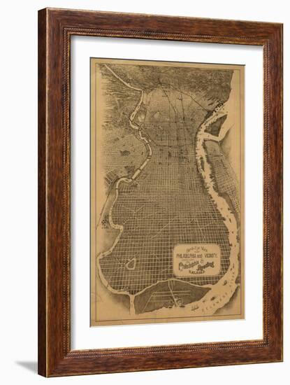 Philadelphia, Pennsylvania - Panoramic Map-Lantern Press-Framed Art Print