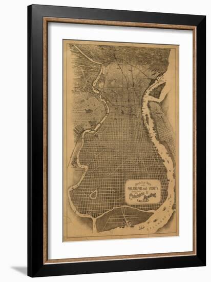 Philadelphia, Pennsylvania - Panoramic Map-Lantern Press-Framed Art Print