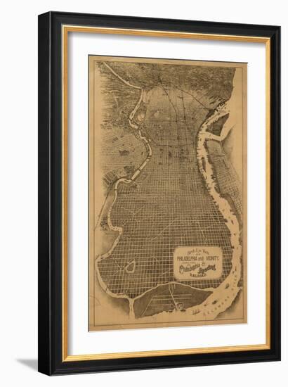 Philadelphia, Pennsylvania - Panoramic Map-Lantern Press-Framed Art Print