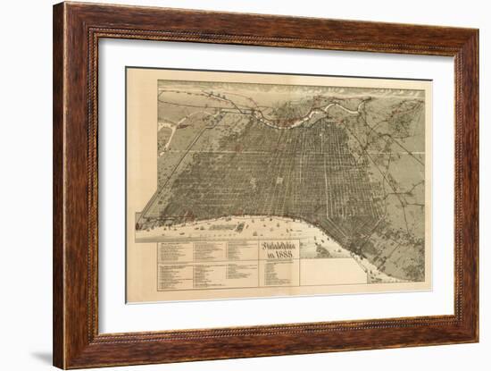 Philadelphia, Pennsylvania - Panoramic Map-Lantern Press-Framed Art Print