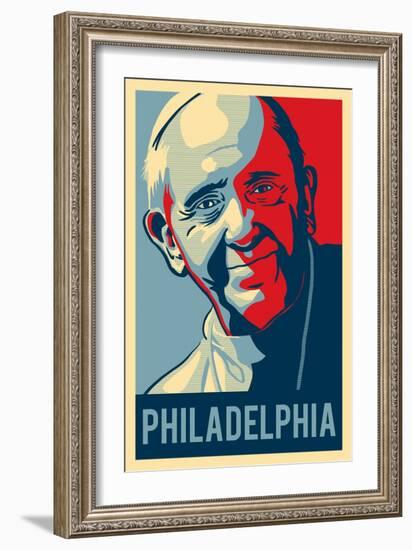 Philadelphia, Pennsylvania - Pope - Lithography Style-Lantern Press-Framed Art Print