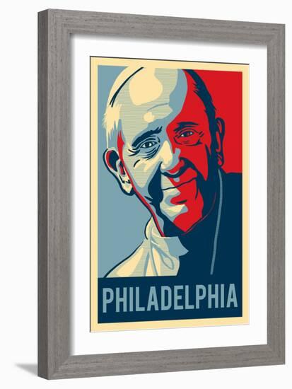 Philadelphia, Pennsylvania - Pope - Lithography Style-Lantern Press-Framed Art Print