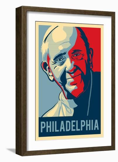 Philadelphia, Pennsylvania - Pope - Lithography Style-Lantern Press-Framed Art Print