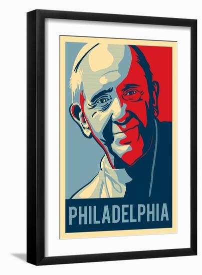 Philadelphia, Pennsylvania - Pope - Lithography Style-Lantern Press-Framed Art Print