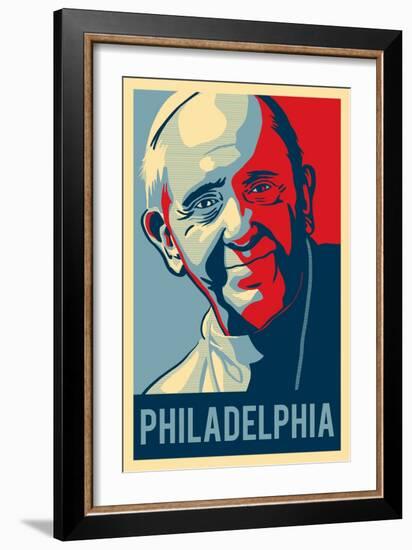 Philadelphia, Pennsylvania - Pope - Lithography Style-Lantern Press-Framed Art Print