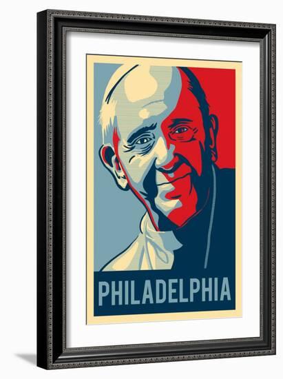 Philadelphia, Pennsylvania - Pope - Lithography Style-Lantern Press-Framed Art Print