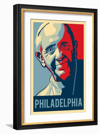 Philadelphia, Pennsylvania - Pope - Lithography Style-Lantern Press-Framed Art Print