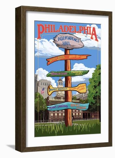 Philadelphia, Pennsylvania - Sign Destinations-Lantern Press-Framed Art Print