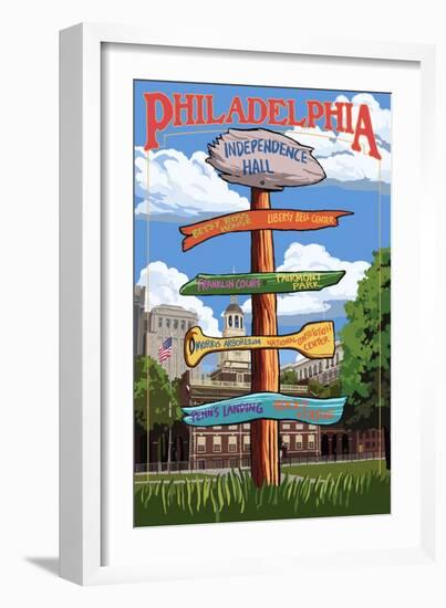 Philadelphia, Pennsylvania - Sign Destinations-Lantern Press-Framed Art Print