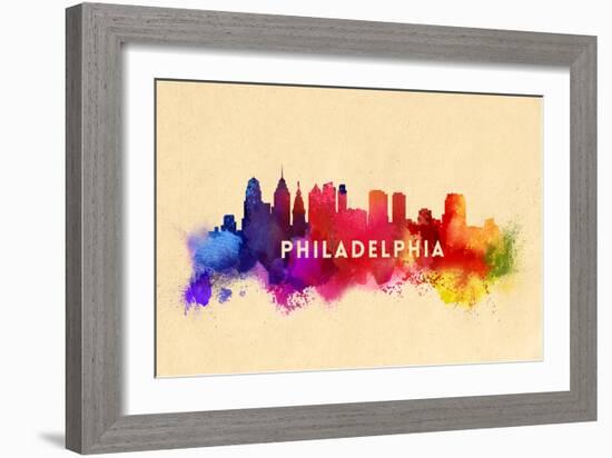 Philadelphia, Pennsylvania - Skyline Abstract-Lantern Press-Framed Art Print